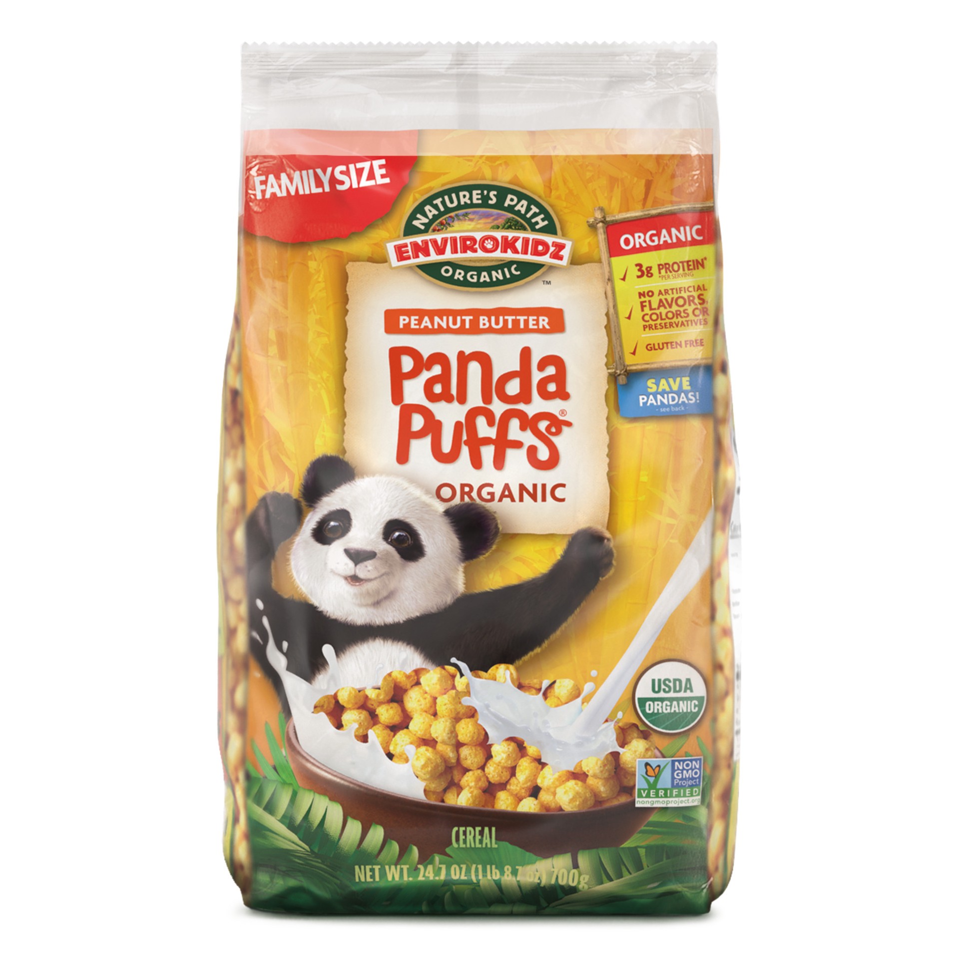 slide 1 of 1, EnviroKidz Nature's Path EnviroKidz Organic Panda Puffs Cold Cereal 24.7oz EcoPac Bag, 24.7 oz