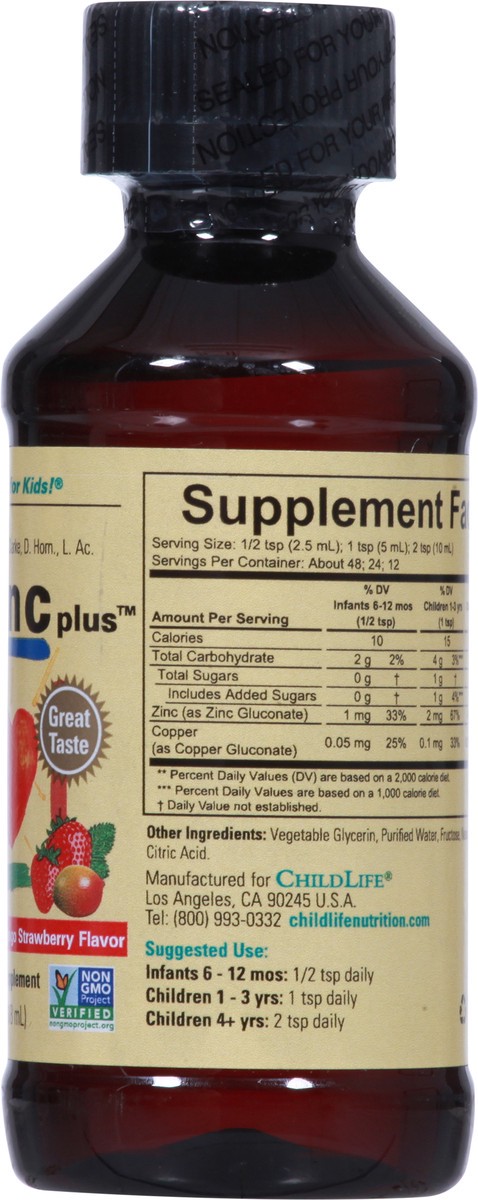 slide 12 of 12, ChildLife Essentials Natural Mango Strawberry Flavor Zinc Plus 4 fl oz, 4 fl oz