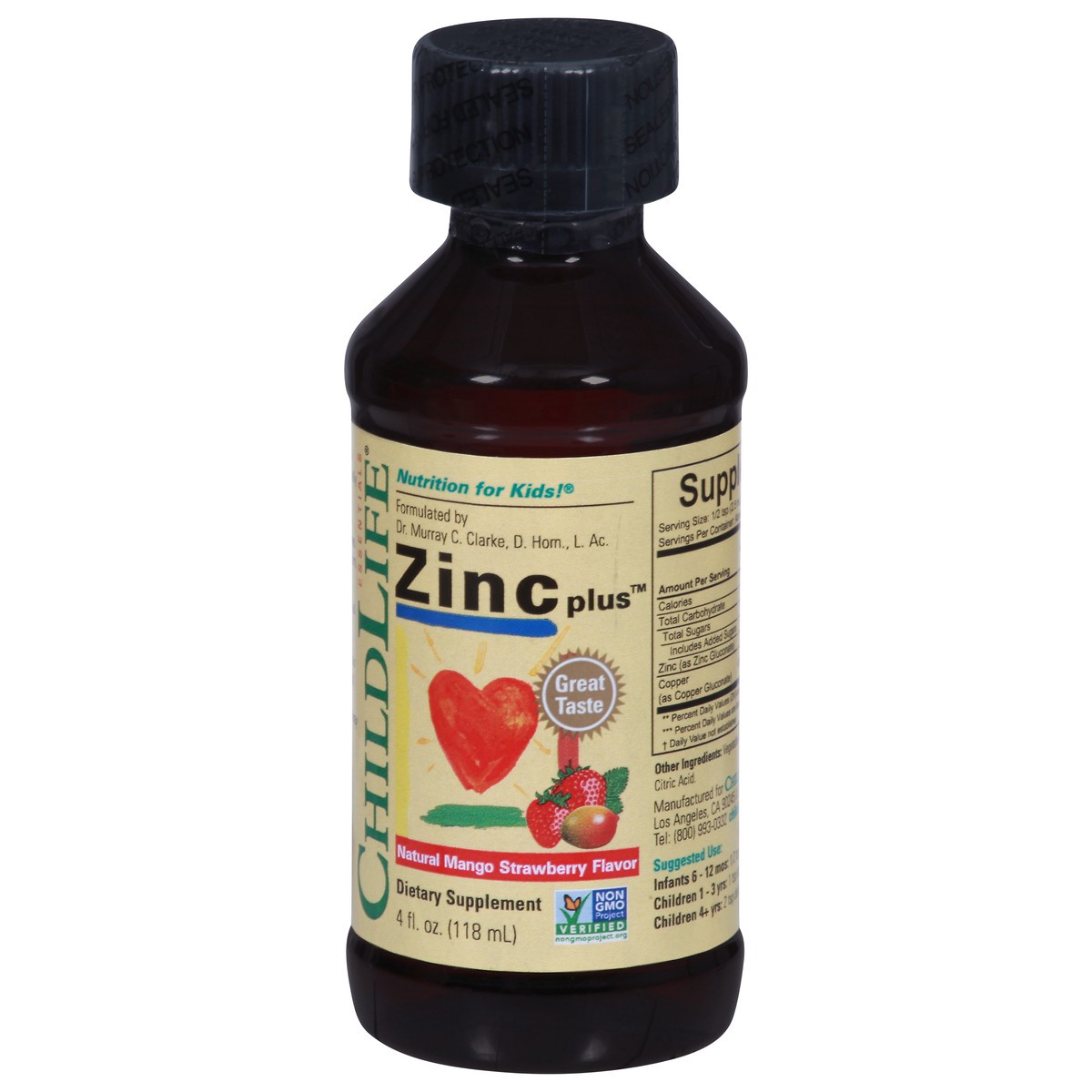 slide 10 of 12, ChildLife Essentials Natural Mango Strawberry Flavor Zinc Plus 4 fl oz, 4 fl oz