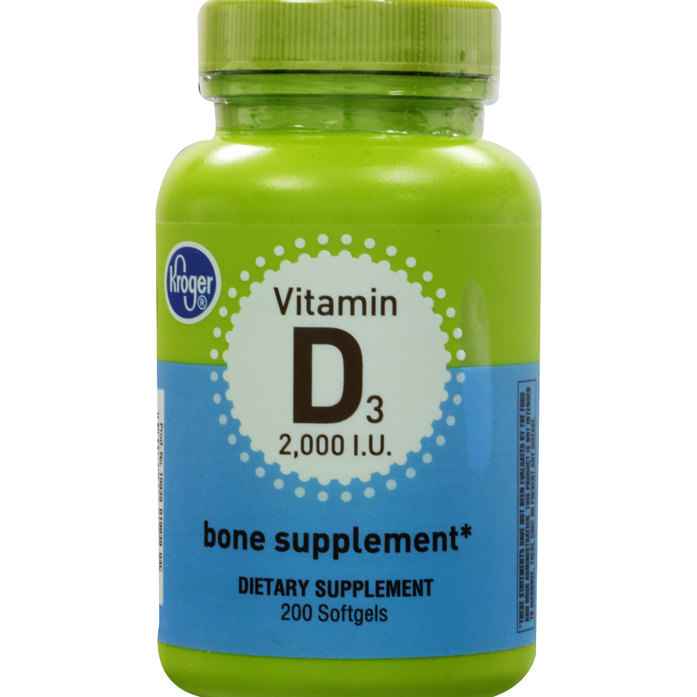 slide 1 of 1, Kroger Vitamin D3 2000 Iu Bone Supplement Softgels, 200 ct