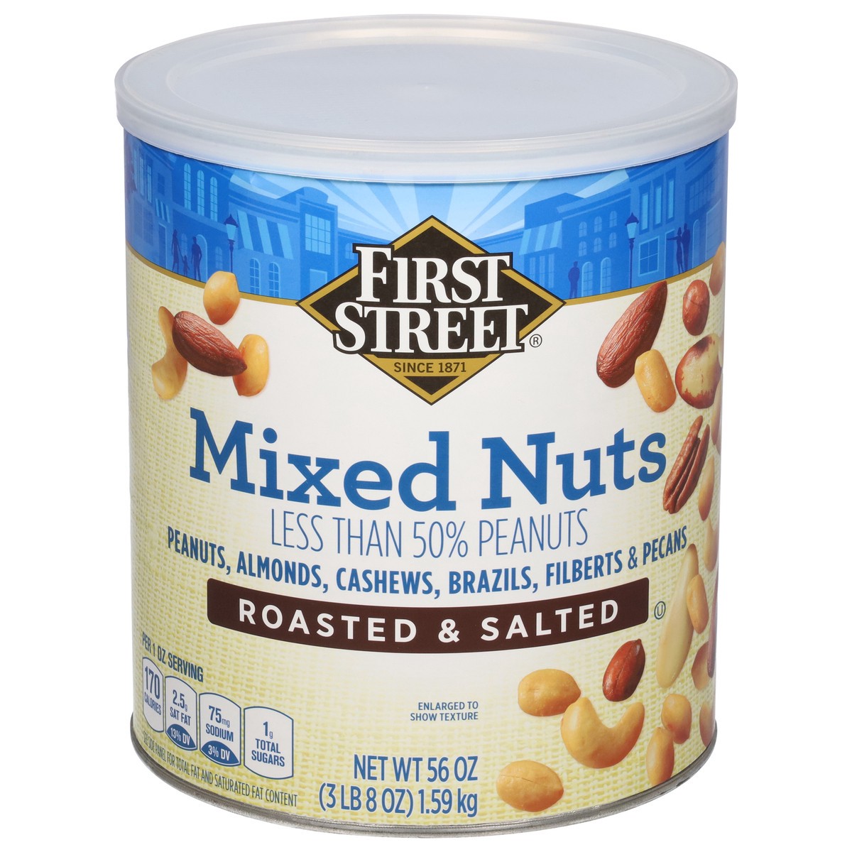 slide 1 of 6, First Street Mixed Nuts, 56 oz