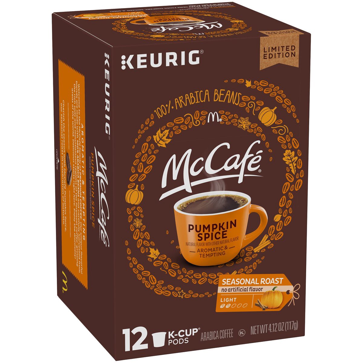 slide 3 of 7, McCafé Light Roast Pumpkin Spice Coffee K-Cup Pods, Caffeinated, 12 ct - 4.12 oz Box, 12 ct; 4.12 oz