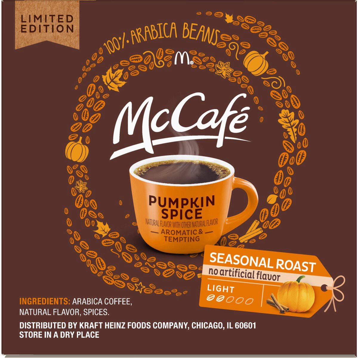 slide 2 of 7, McCafé Light Roast Pumpkin Spice Coffee K-Cup Pods, Caffeinated, 12 ct - 4.12 oz Box, 12 ct; 4.12 oz