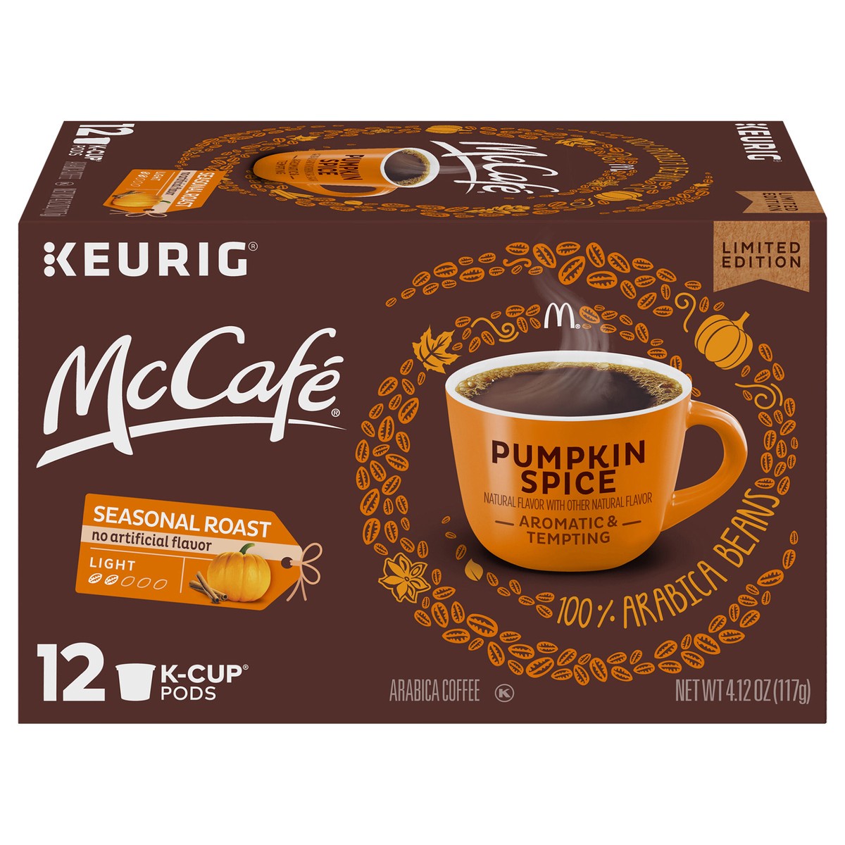 slide 1 of 7, McCafé Light Roast Pumpkin Spice Coffee K-Cup Pods, Caffeinated, 12 ct - 4.12 oz Box, 12 ct; 4.12 oz