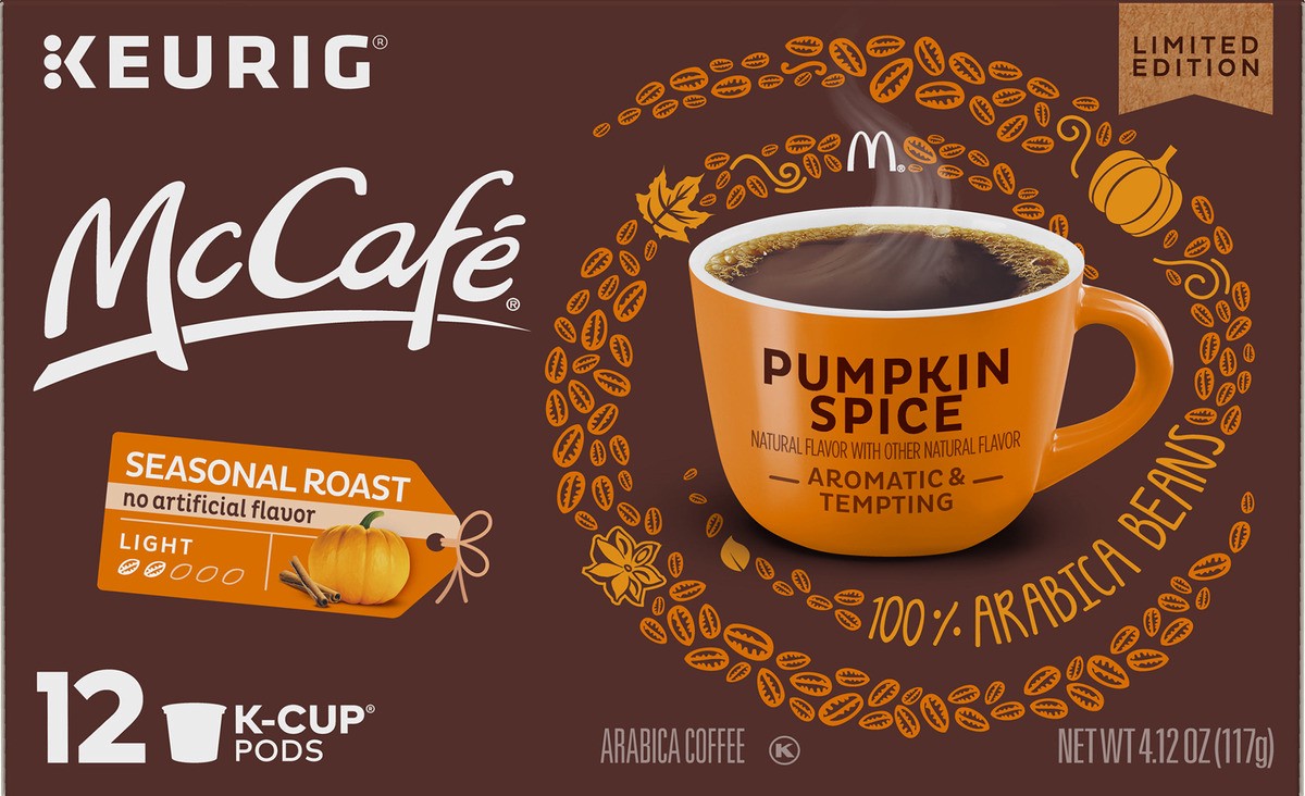 slide 6 of 7, McCafé Light Roast Pumpkin Spice Coffee K-Cup Pods, Caffeinated, 12 ct - 4.12 oz Box, 12 ct; 4.12 oz