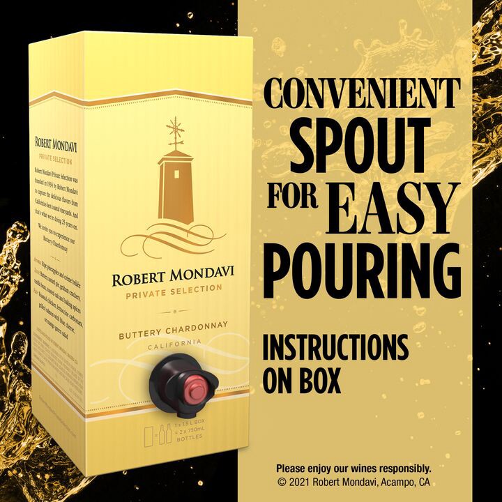 slide 4 of 6, Robert Mondavi Private Selection Buttery Chardonnay White Wine, 1.5 L Box, 50.72 fl oz