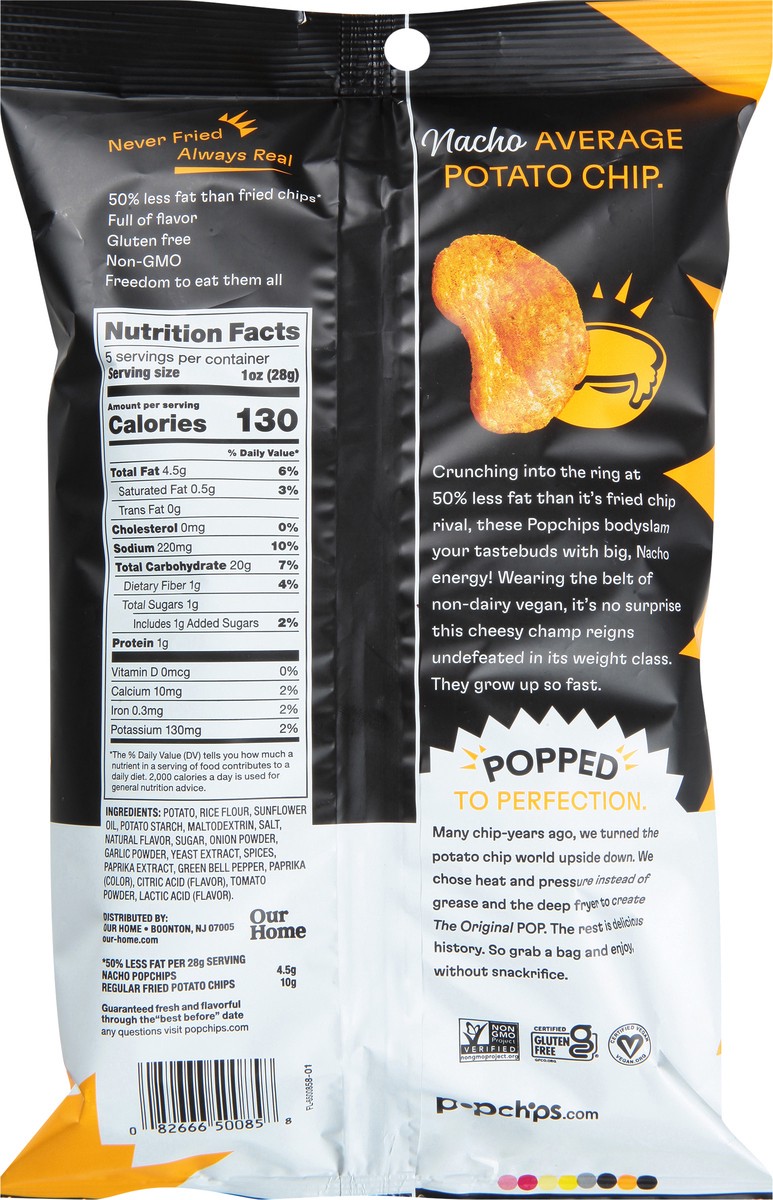 slide 12 of 14, popchips Nacho Flavored Popped Potato Snack 5 oz, 5 oz