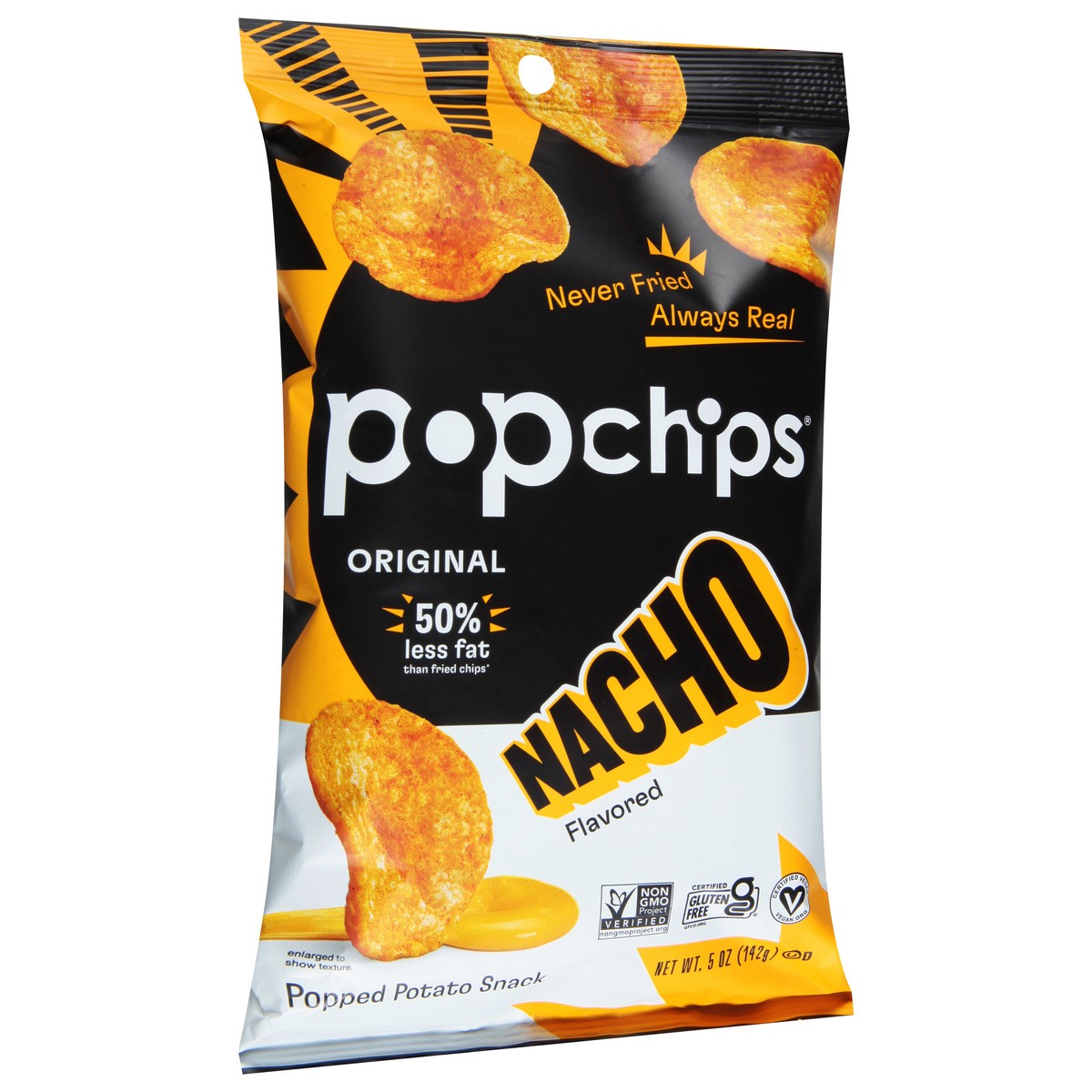 slide 6 of 14, popchips Nacho Flavored Popped Potato Snack 5 oz, 5 oz