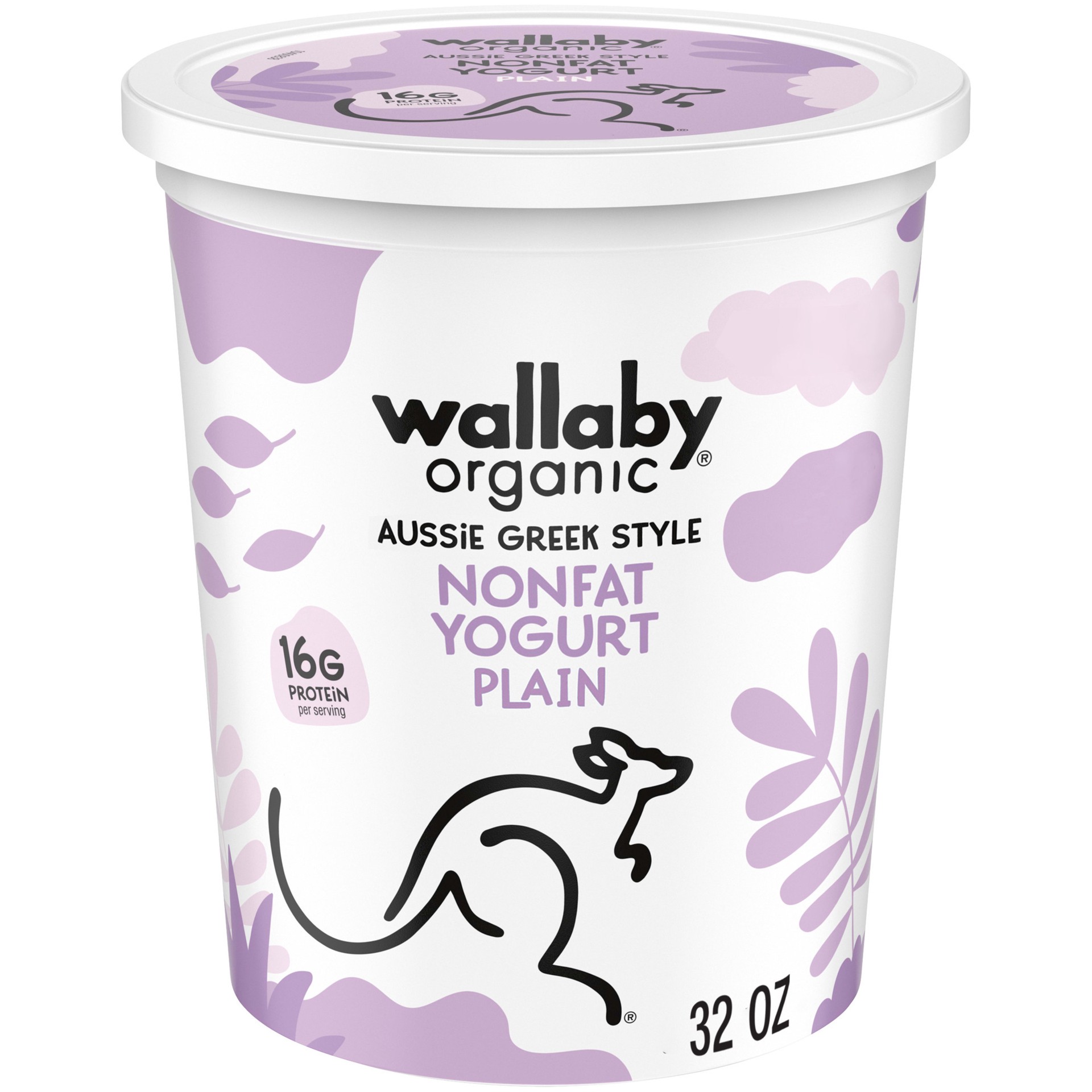 slide 1 of 5, Wallaby Organic Aussie Greek Nonfat Yogurt, Plain, USDA Organic, 32 oz., 32 oz