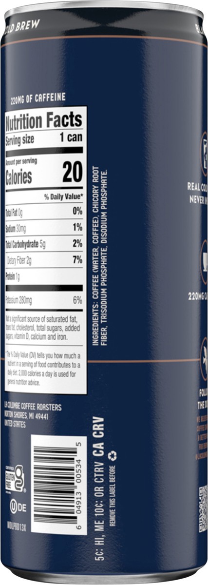 slide 5 of 12, La Colombe Coffee Roasters La Colombe Coffee, Cold Brew Black, Unsweetened, 11 fl oz Cans, 11 fl oz