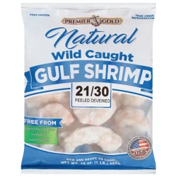 Premier Gold Peeled & Deveined Raw Gulf Shrimp 21-30 Ct