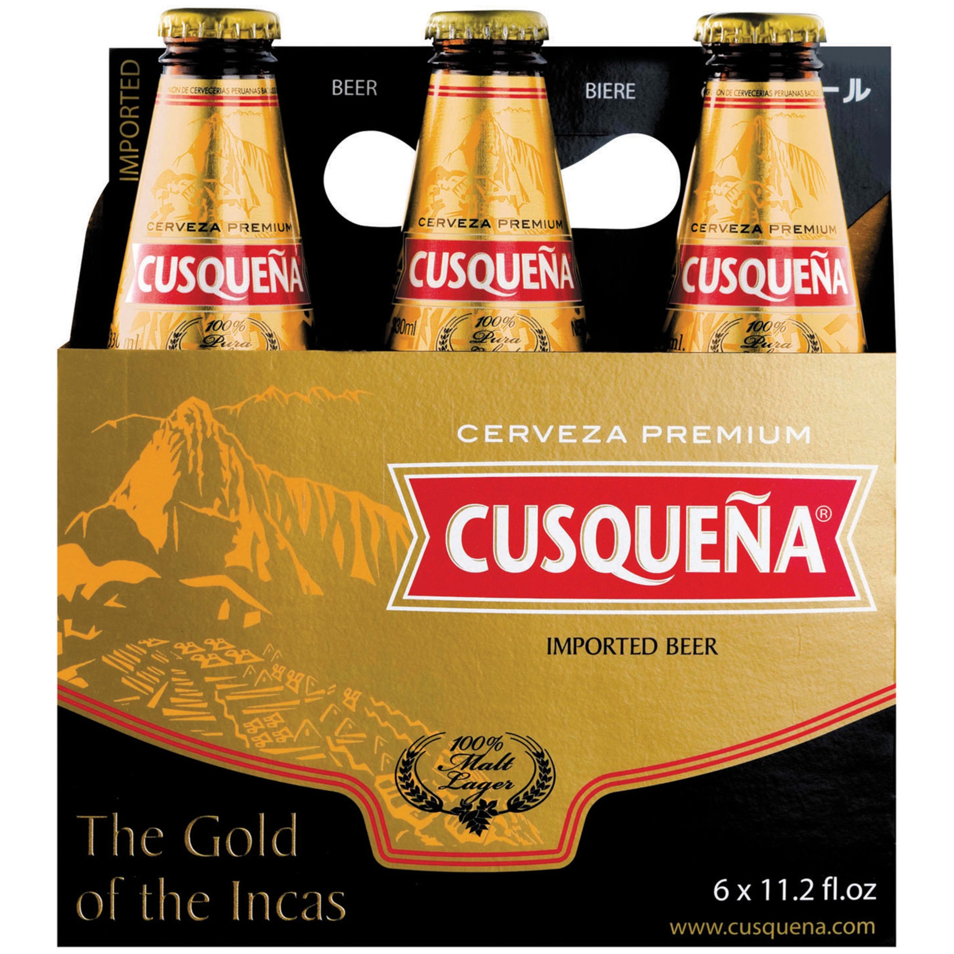 slide 2 of 3, Cusqueña Beer, Peru-American Style Lager, 6 Pack, 11 fl. oz. Bottles, 5% ABV, 33 cl