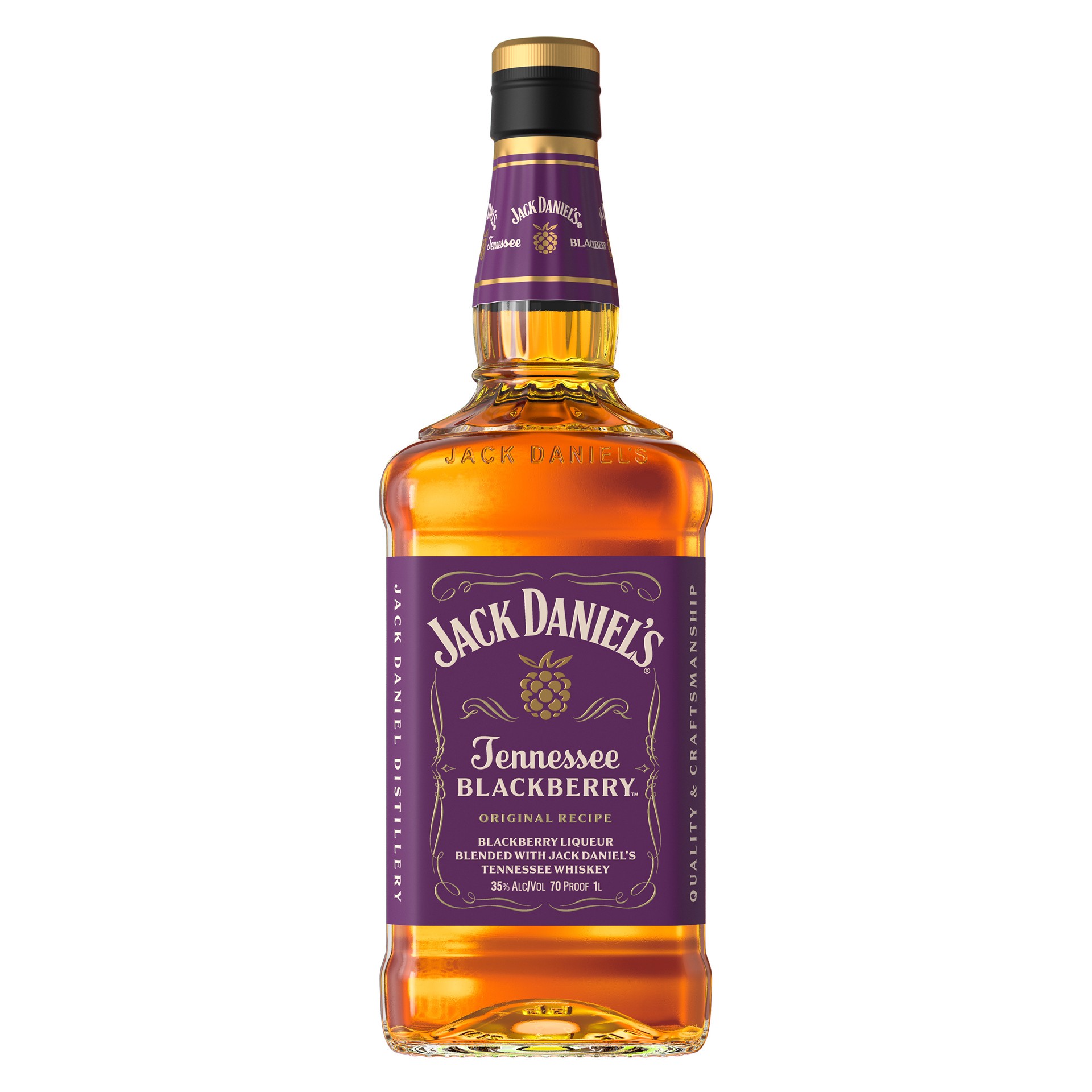 slide 1 of 10, Jack Daniel's Tennessee Blackberry Whiskey Specialty, 1L, 70 Proof, 1000 ml