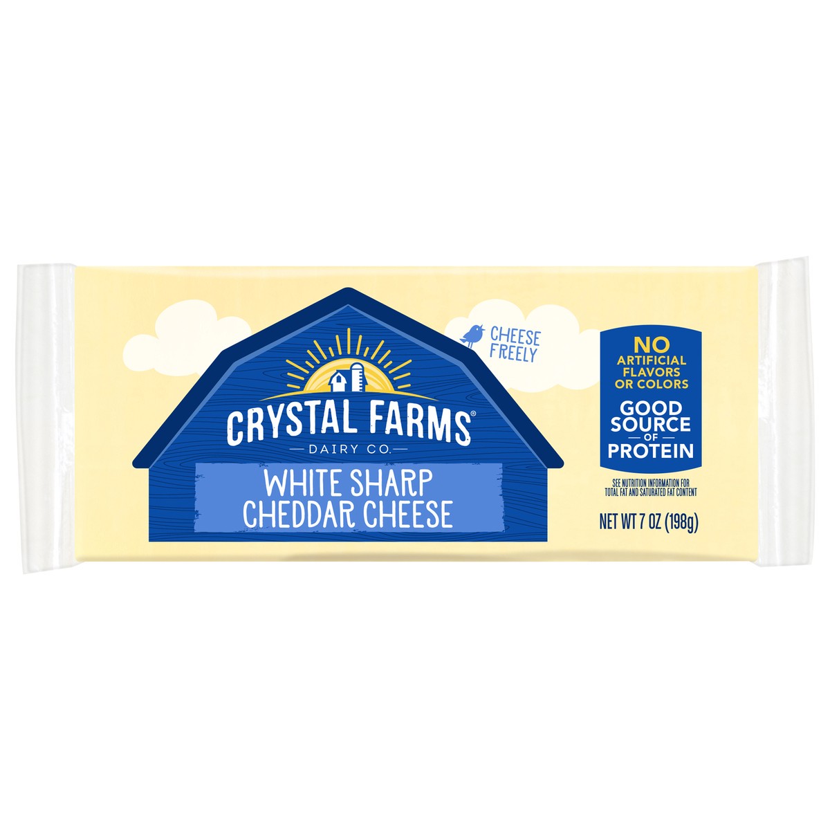 slide 1 of 8, Crystal Farms White Sharp Cheddar Cheese Block, 7 oz, 7 oz