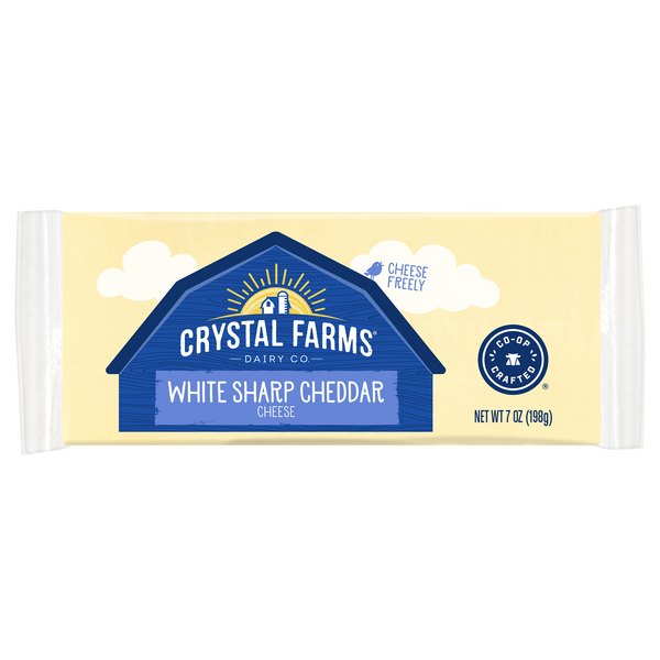 slide 1 of 1, Crystal Farms Cheese, White Sharp Cheddar, 7 oz