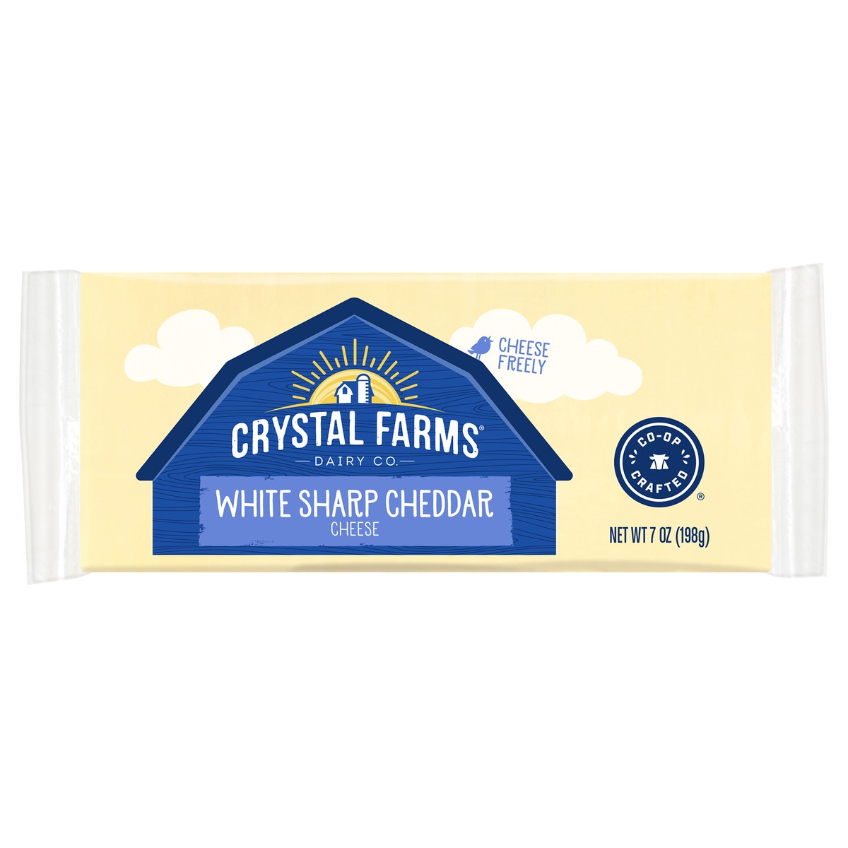 slide 2 of 8, Crystal Farms White Sharp Cheddar Cheese Block, 7 oz, 7 oz