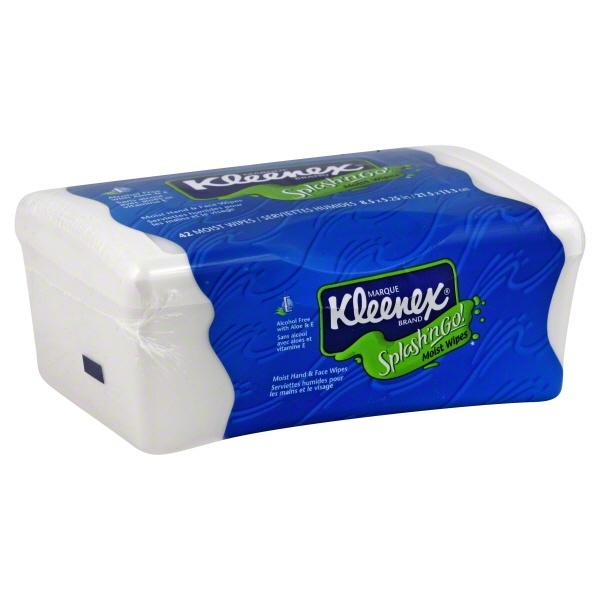 slide 1 of 1, Kleenex Splash N Go Hand And Face Wipes, 42 ct