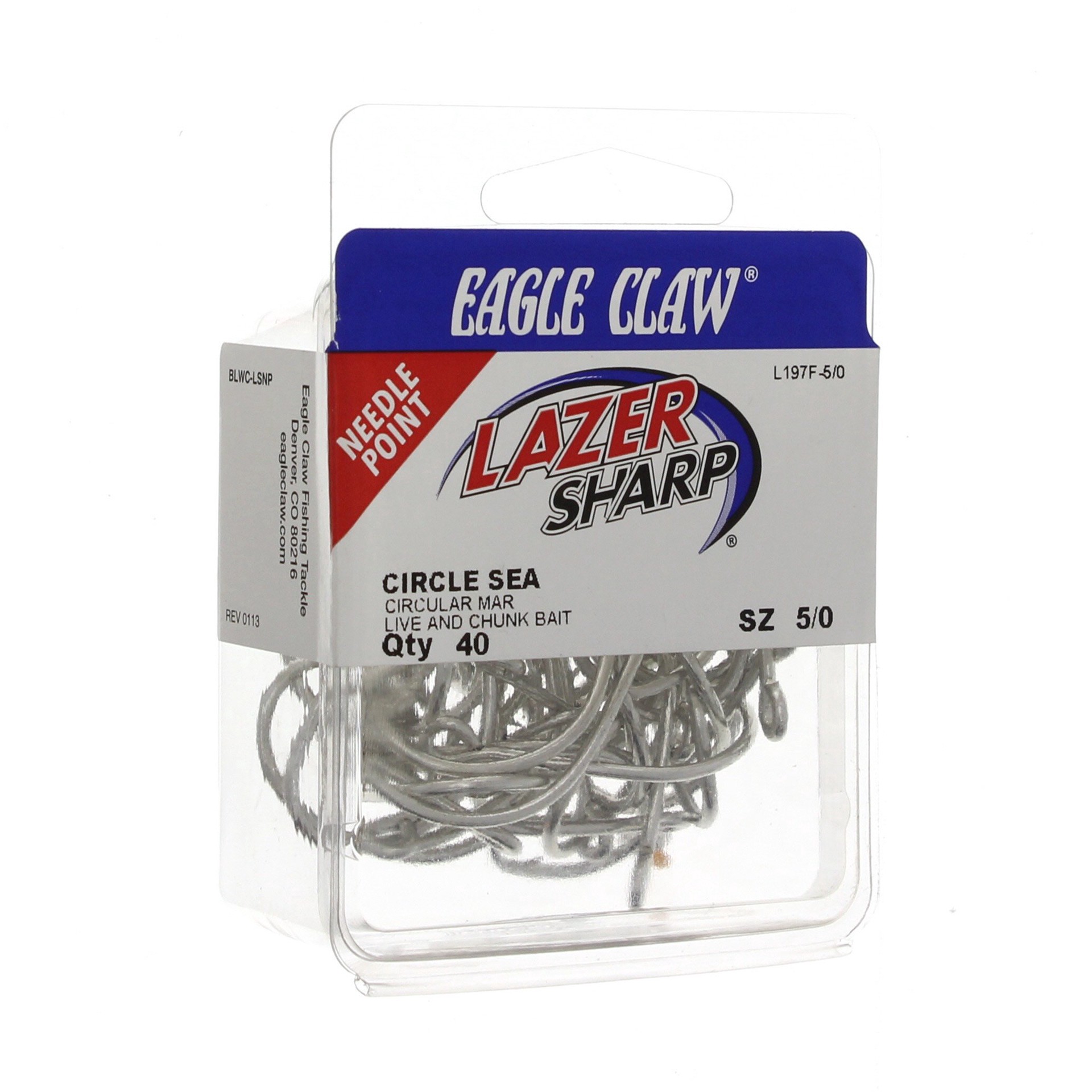 slide 1 of 1, Eagle Claw Lazer Sharp Circle Sea Hook, Size 5, 40 ct