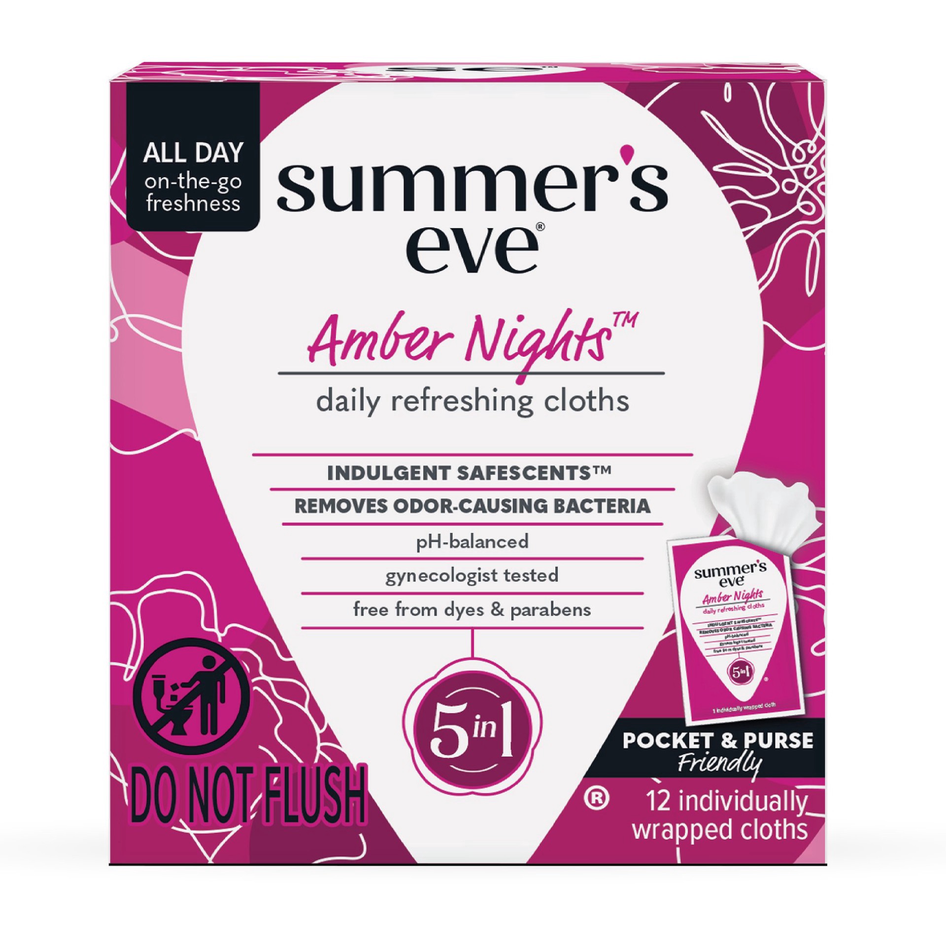slide 1 of 1, Summer's Eve Feminine Wipes - Amber Nights, 12 ct
