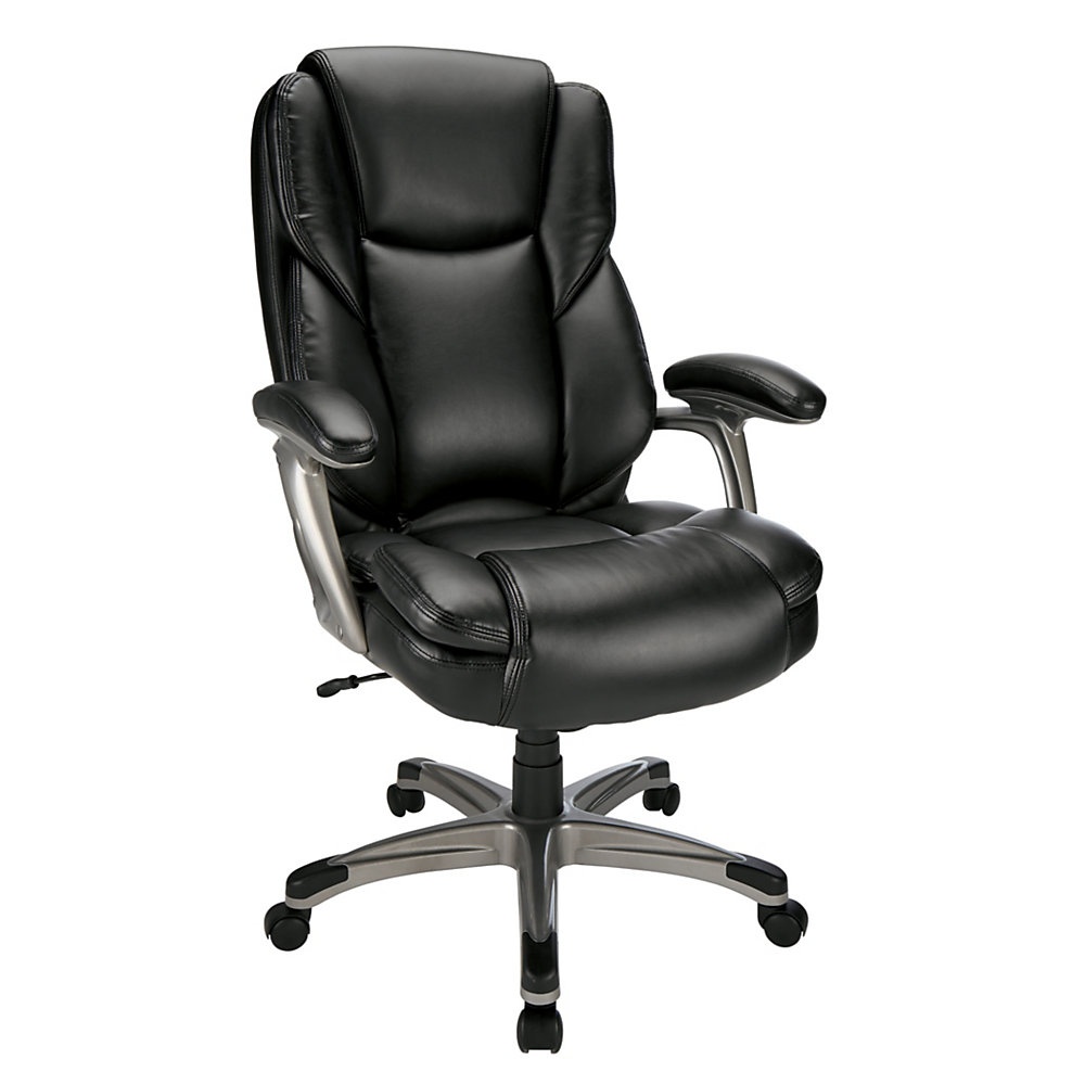 slide 1 of 1, Realspace Cressfield Bonded Leather Executive High-Back Chair, Black/Silver, 1 ct