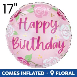 Burton + Burton Happy Birthday Pink Roses Balloon