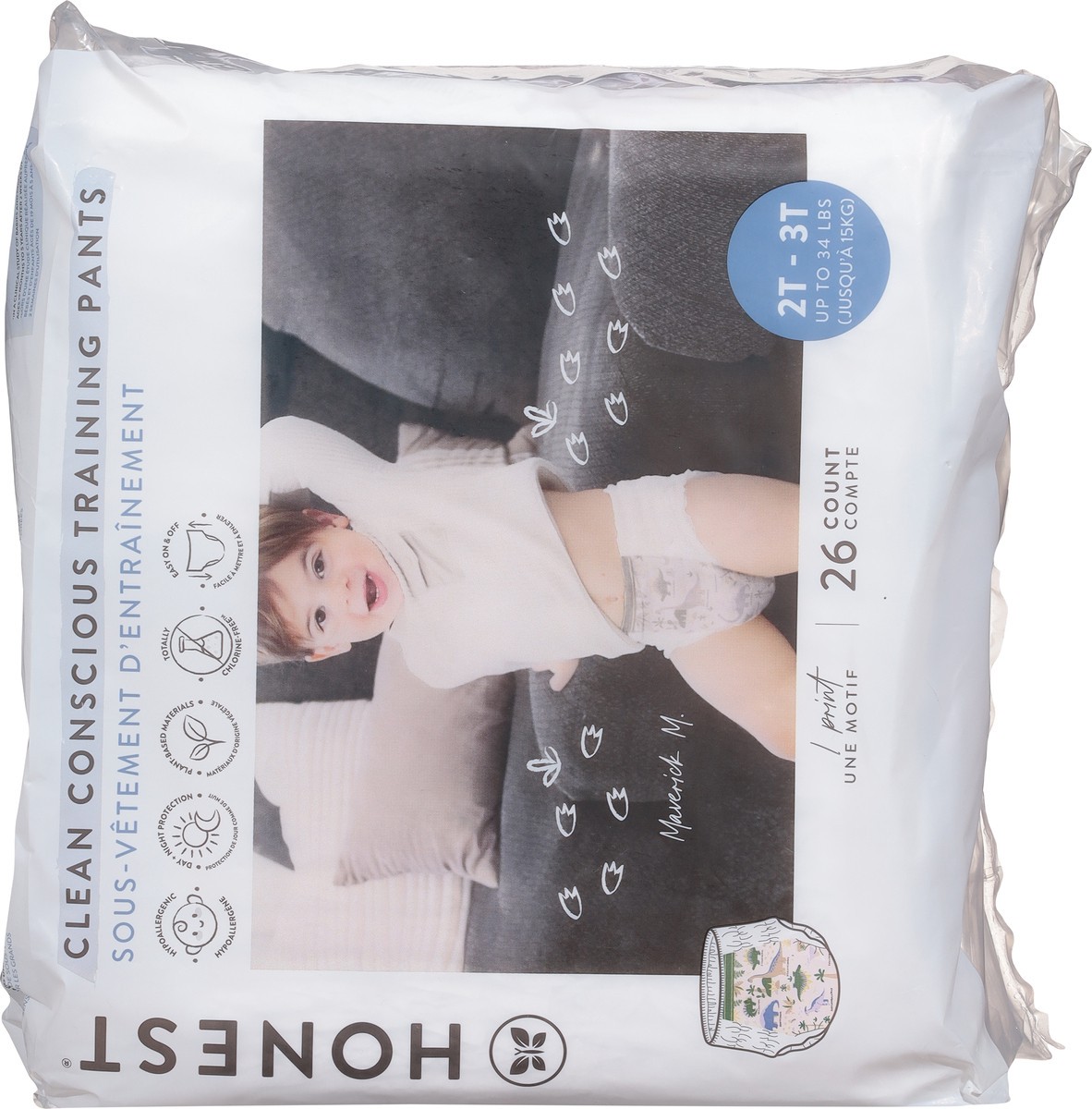 slide 9 of 10, The Honest Company Honest Training Pants - Dinosaur Pattern, 26 ct; 2 ct; 3 t