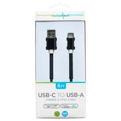 Techcellent USB-A to USB-C Charge & Sync Braided Cable, 6 ft Black