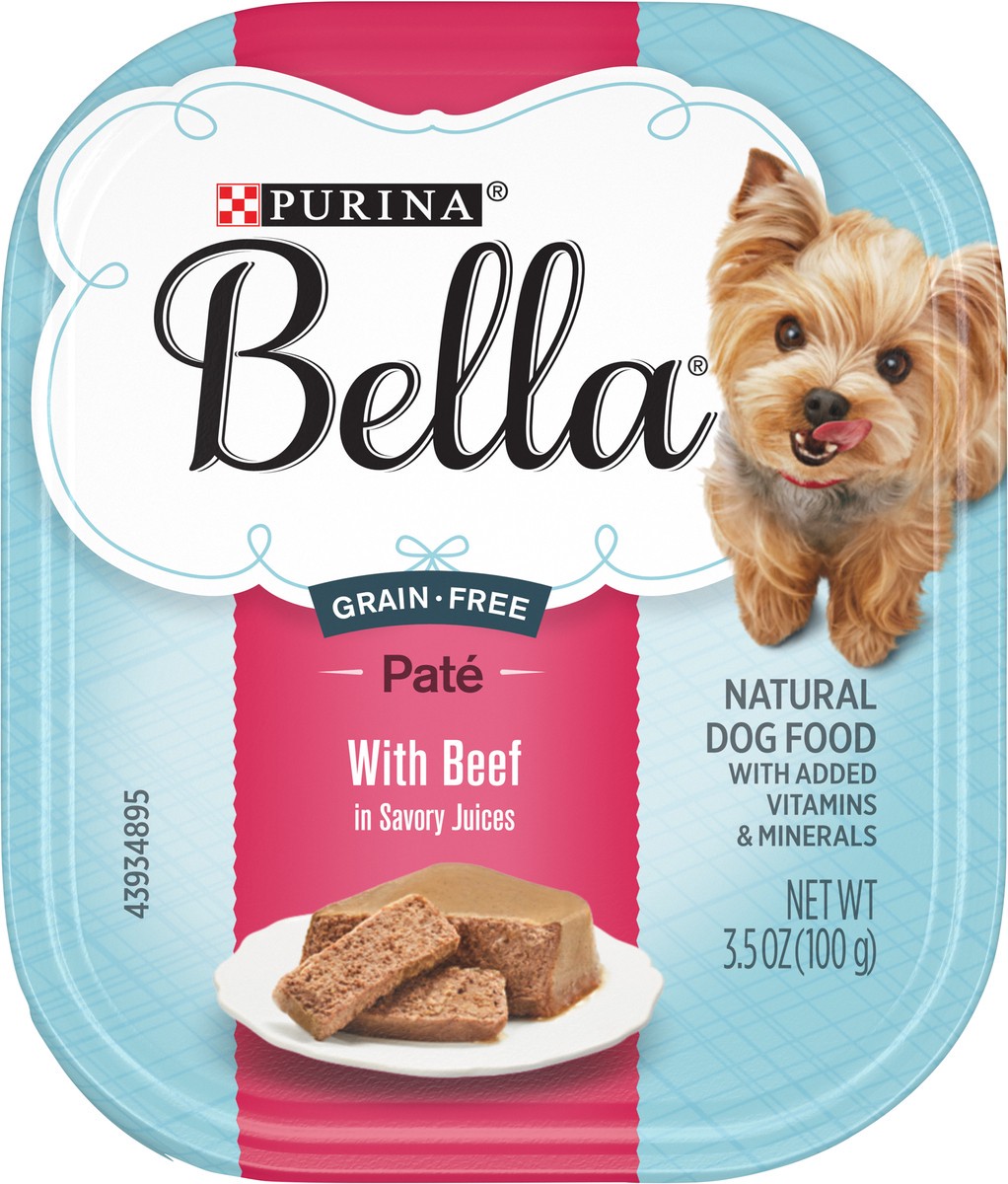 slide 9 of 9, Bella Purina Bella Grain Free Natural Small Breed Pate Wet Dog Food, With Beef in Savory Juices, 3.5 oz