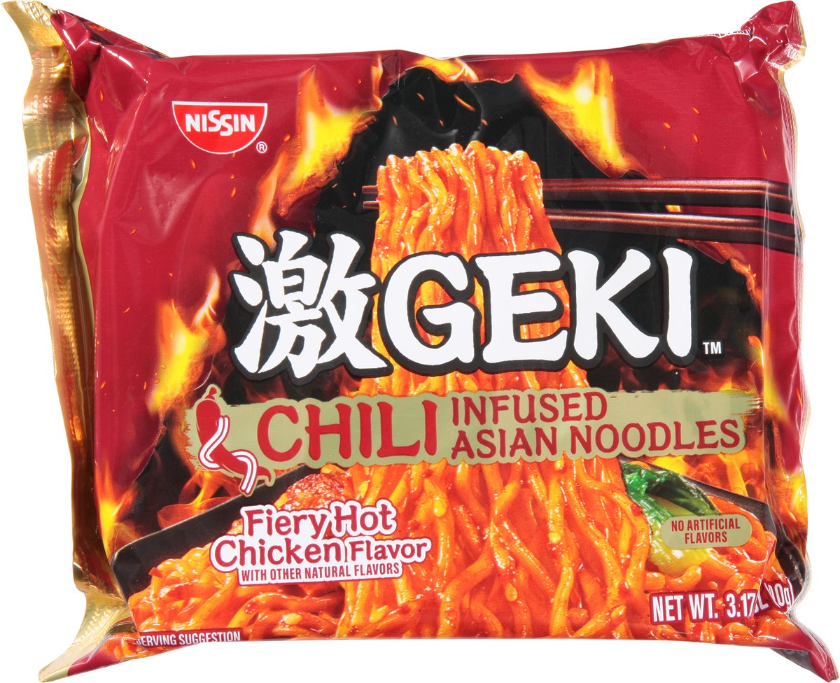 slide 6 of 13, Nissin Geki Chili Infused Asian Fiery Hot Chicken Flavor Noodles 3.17 oz, 3.17 oz