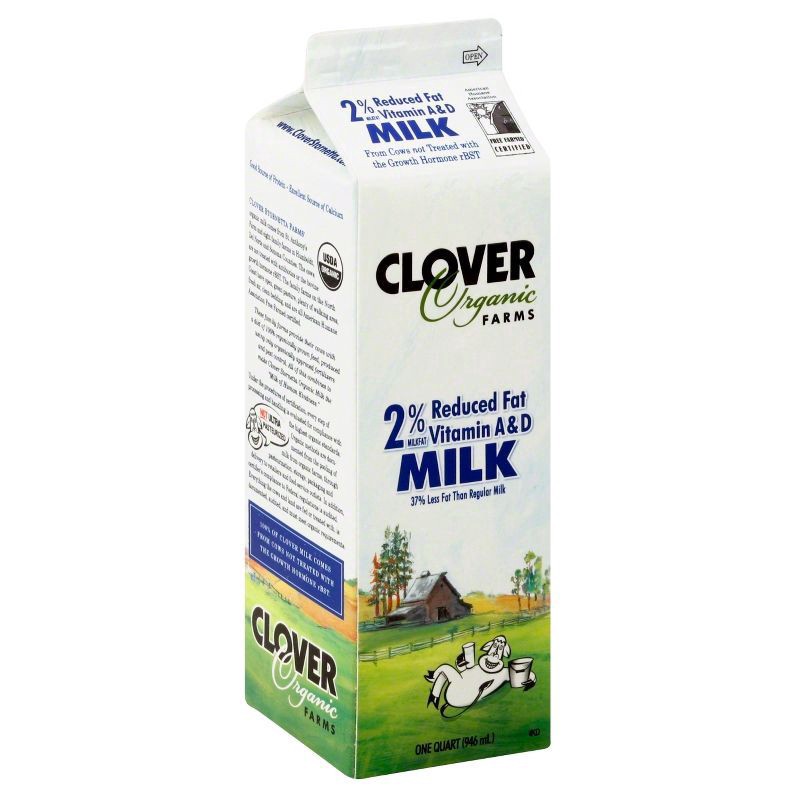 slide 1 of 1, Clover Milk, Organic, Reduced Fat, 2% Milkfat, 1 gal