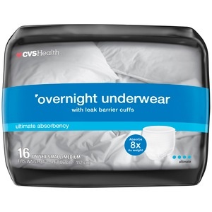 slide 1 of 1, CVS Health Adult Overnight Underwear, Small/Medium, 16 ct