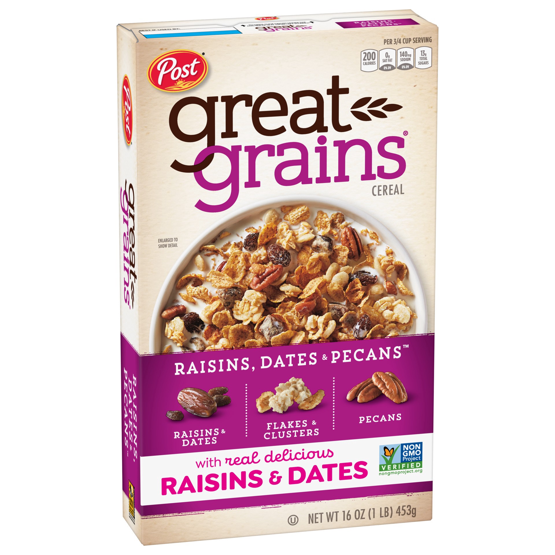 slide 2 of 5, Post Great Grains Raisins Dates and Pecans Breakfast Cereal, 16 oz