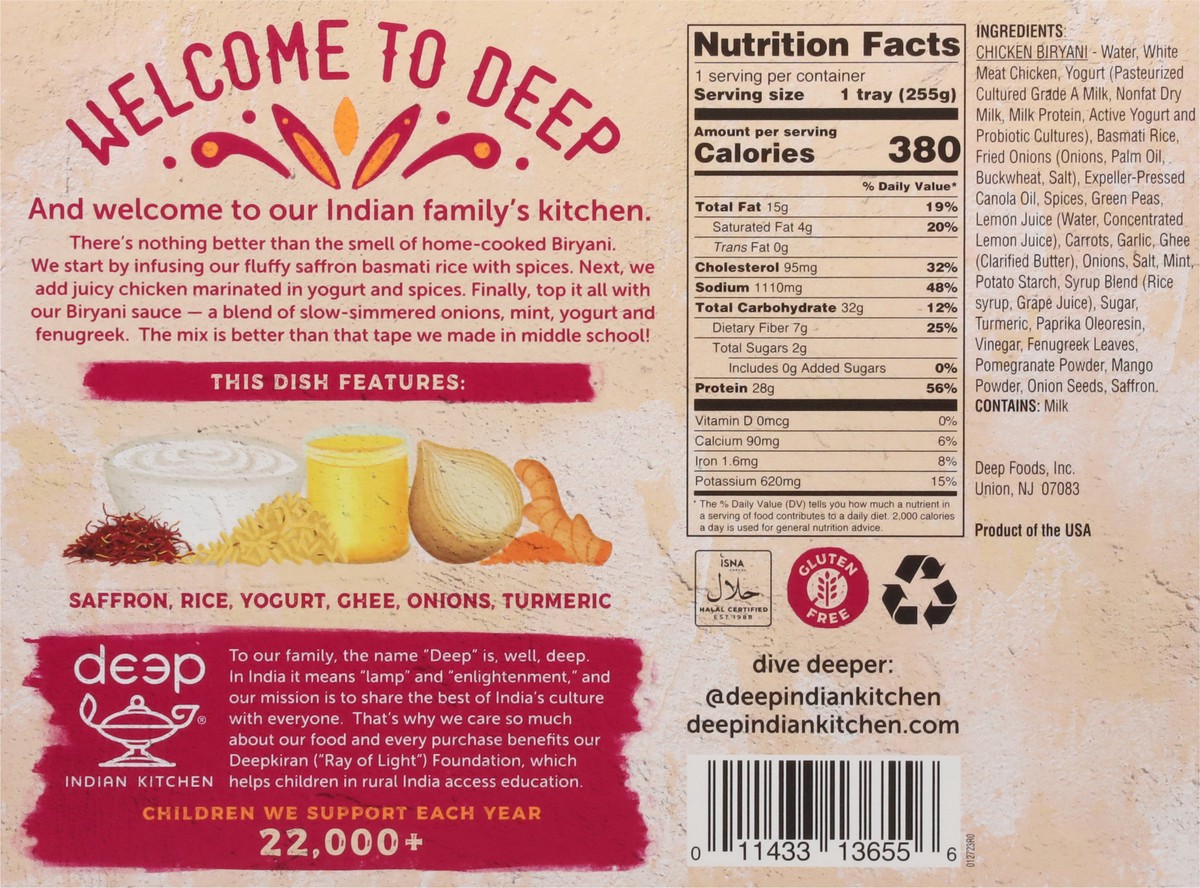 slide 6 of 13, Deep Indian Kitchen Chicken Biryani, 9 oz