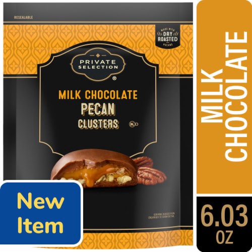 slide 1 of 1, Kroger Private Selection® Milk Chocolate Pecan Clusters, 6.03 oz
