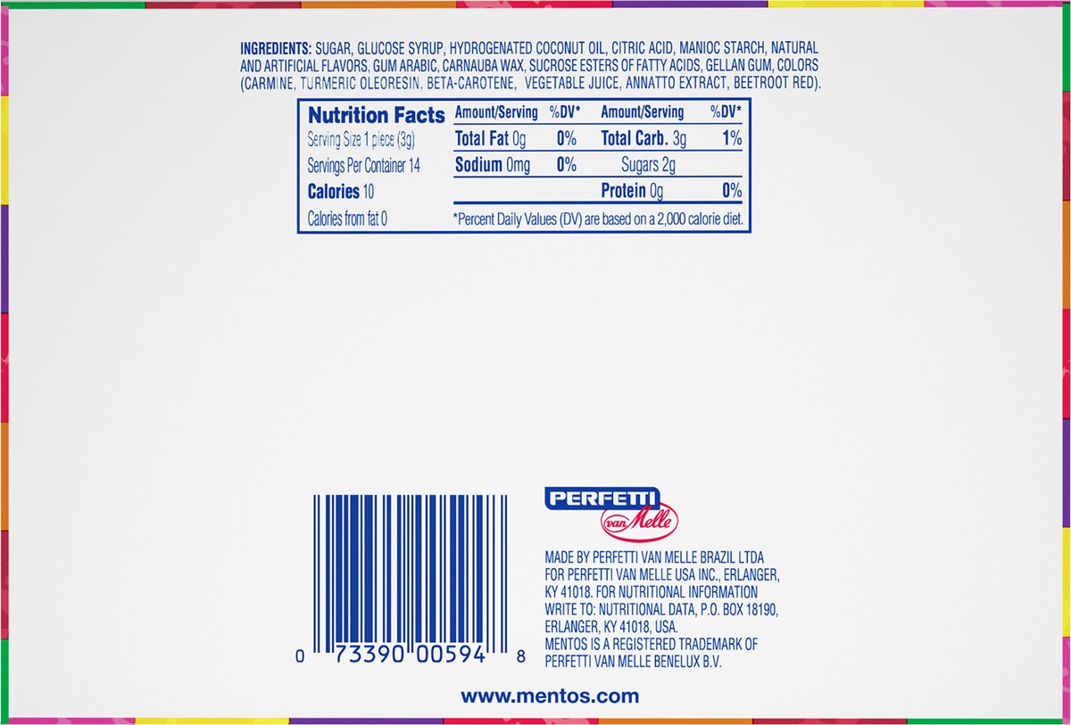 slide 3 of 7, Mentos Singles Rainbow Gum 1.32 Oz, 1.3 oz