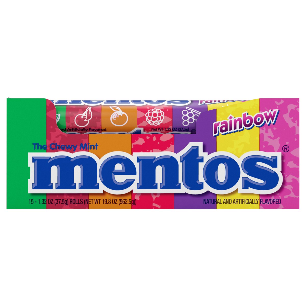 slide 1 of 7, Mentos Singles Rainbow Gum 1.32 Oz, 1.3 oz