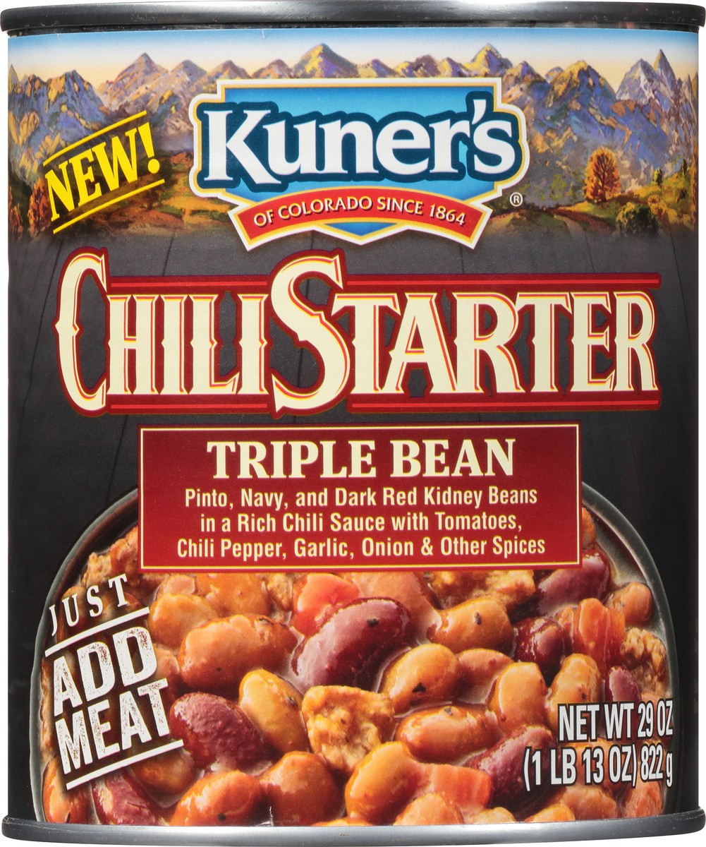 slide 9 of 9, Kuner's Triple Bean Chili Starter 29 oz, 29 oz