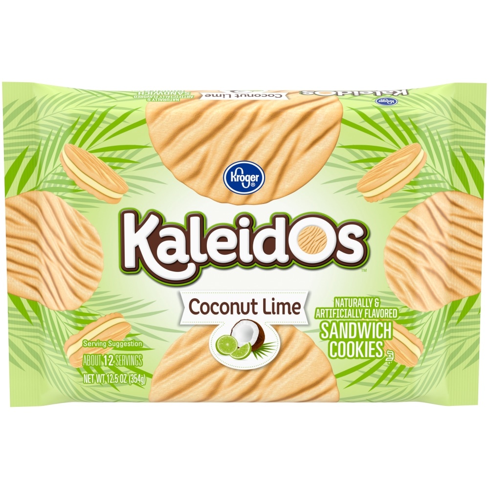 slide 1 of 1, Kroger Kaleidos Coconut Lime Sandwich Cookies, 12.5 oz