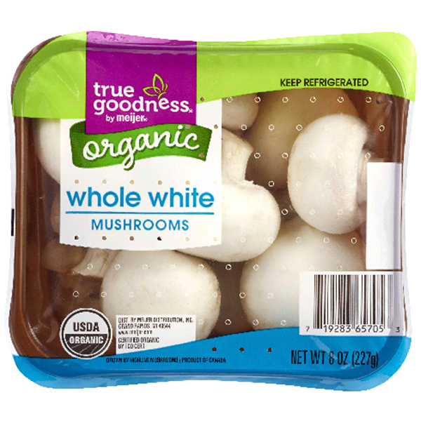 slide 1 of 1, True Goodness Organic Whole White Mushrooms, 8 oz