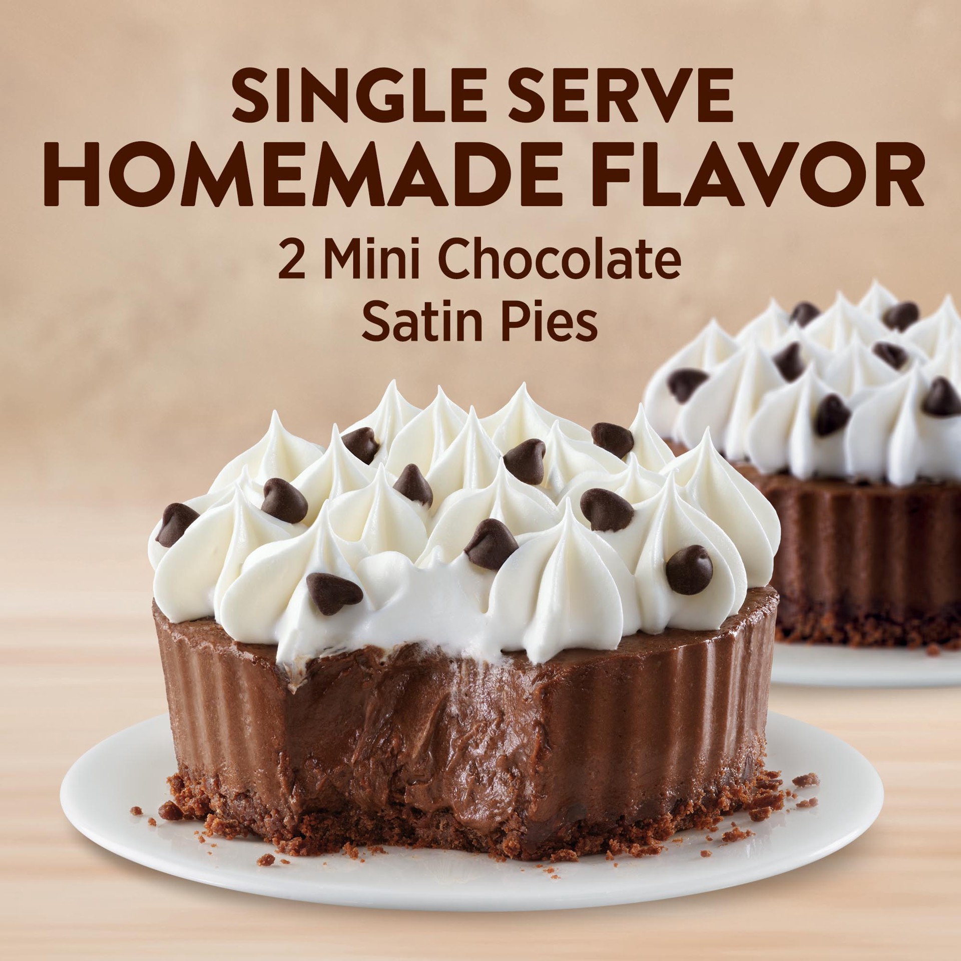 slide 3 of 5, Marie Callender's Chocolate Satin Mini Pies, 2 Pies, Frozen, 6 oz., 2 ct