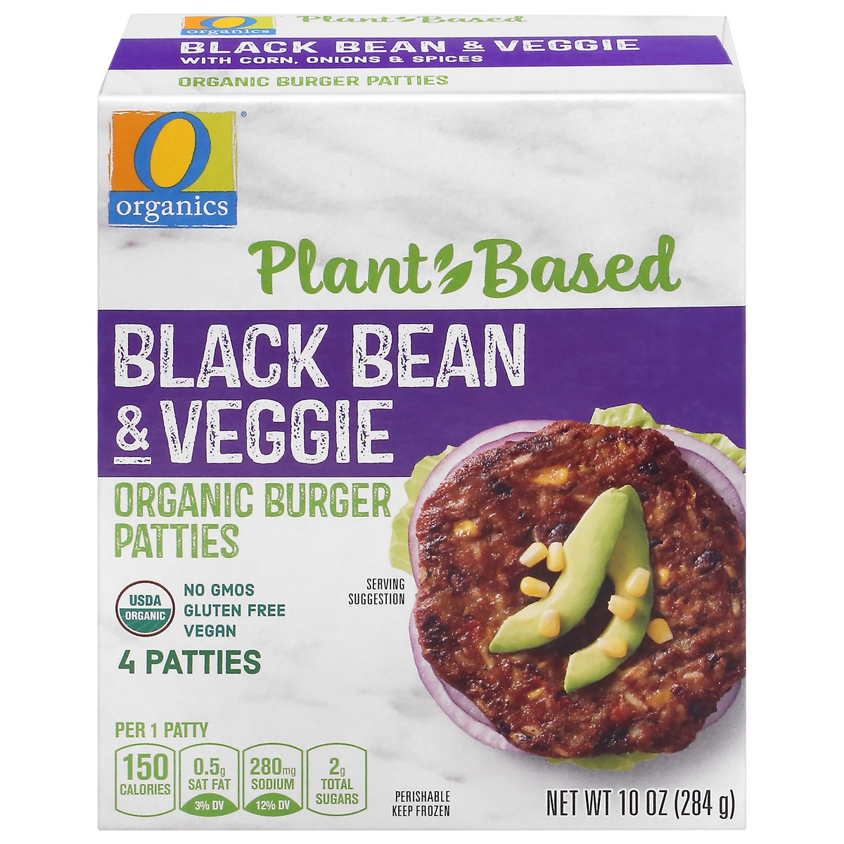 slide 1 of 9, O Organics Black Bean & Veggie Patties, 4 ct; 10 oz
