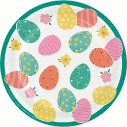 Creative Converting Plaid Bunny and Eggs Dinner Plate, 8 ct.