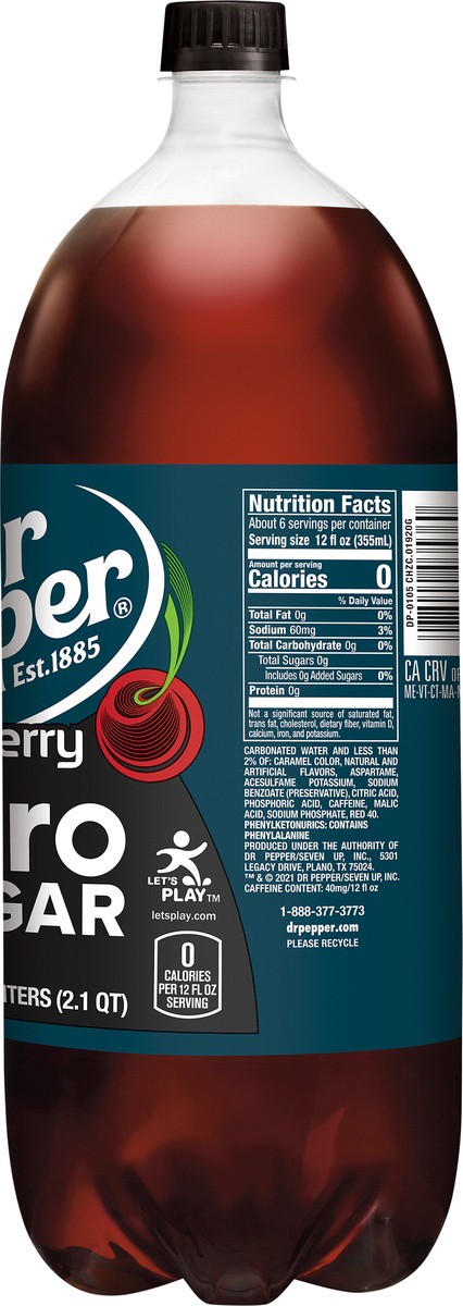 slide 5 of 6, Dr Pepper Cherry Zero Sugar Soda- 2 liter, 2 liter