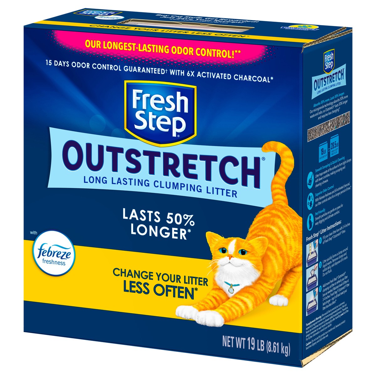 slide 7 of 13, Fresh Step Outstretch Frebreze Freshness Scented, 19 lb