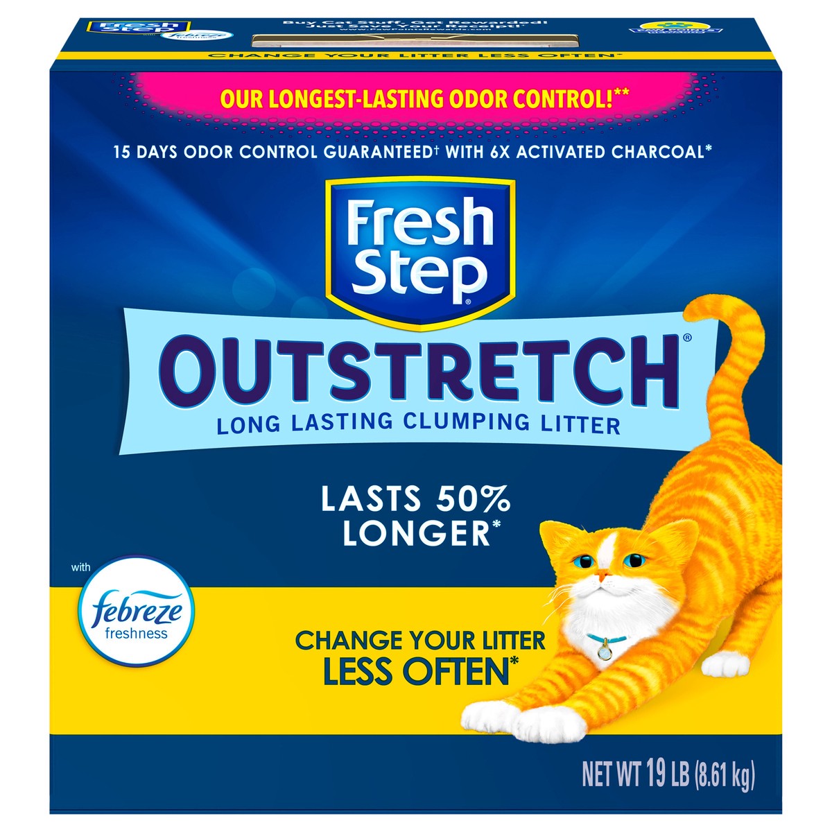 slide 3 of 13, Fresh Step Outstretch Frebreze Freshness Scented, 19 lb