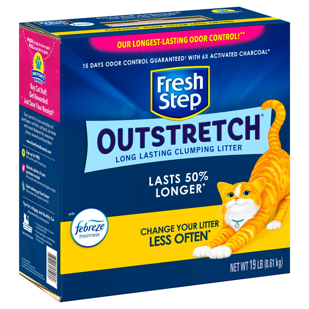 slide 5 of 13, Fresh Step Outstretch Frebreze Freshness Scented, 19 lb