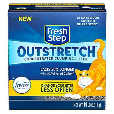slide 1 of 1, Fresh Step Outstretch with Febreze Concentrated Clumping Cat Litter, 19 lb