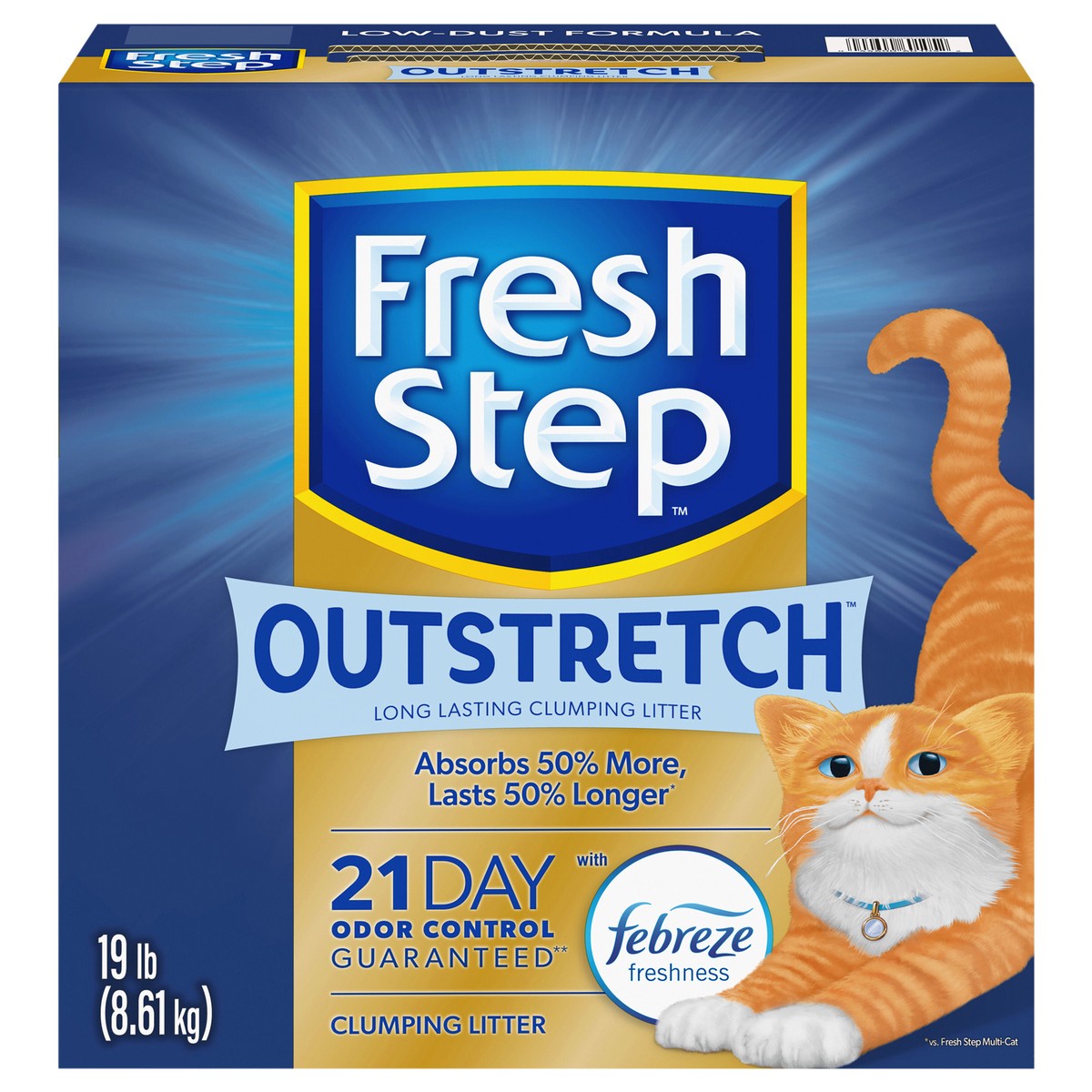 slide 1 of 13, Fresh Step Outstretch Frebreze Freshness Scented, 19 lb