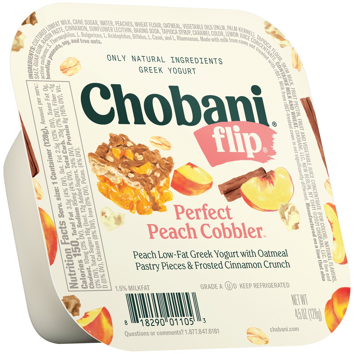 slide 3 of 13, Chobani Flip Perfect Peach Cobbler Low-Fat Greek Yogurt, 5.3 oz