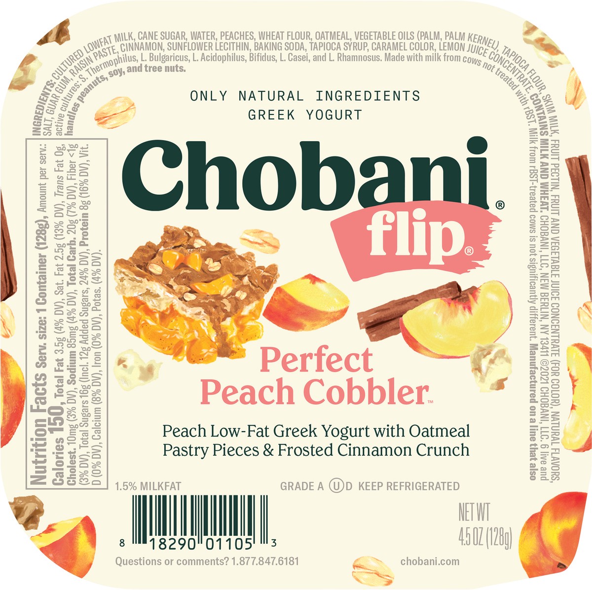slide 6 of 13, Chobani Flip Perfect Peach Cobbler Low-Fat Greek Yogurt, 5.3 oz